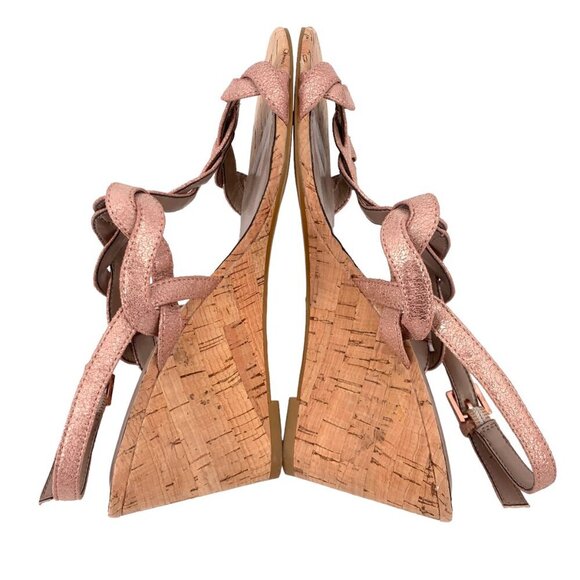 Donald Pliner Jooli Wedge Sandals Womens 6.5 Rose Gold Pink Metallic Summer - Picture 6 of 8